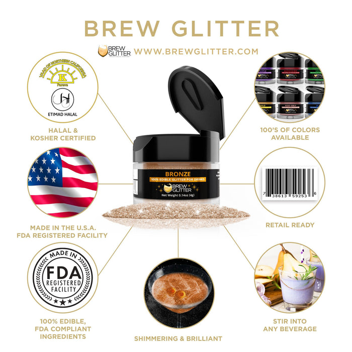 Bronze Shimmer Food Grade Brew Glitter | 4 Gram Jar-Brew Glitter®