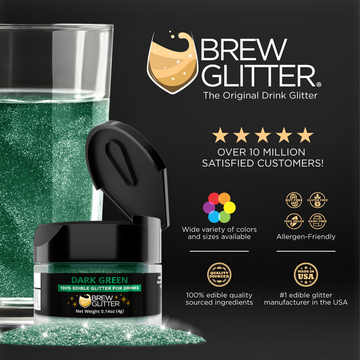 Dark Green Food Grade Brew Glitter | 4 Gram Jar-Brew Glitter®