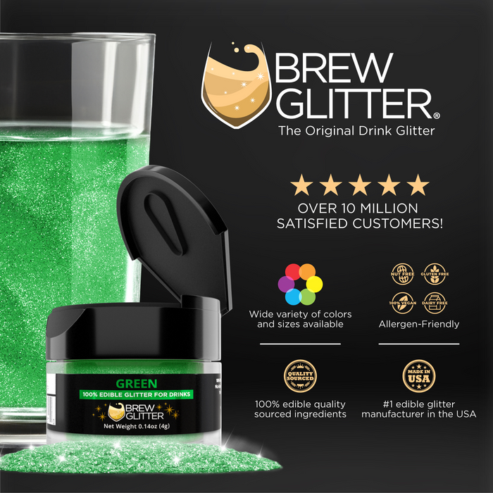 Green Food Grade Brew Glitter | 4 Gram Jar-Brew Glitter®