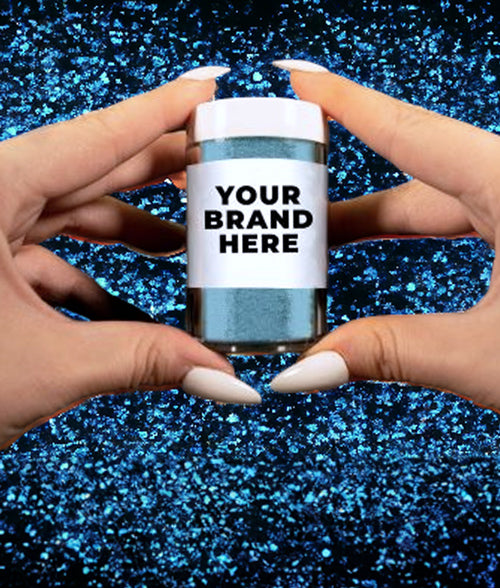 hands holding private label bottle that reads your brand here