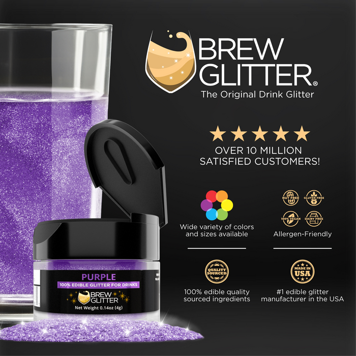 Purple Brew Glitter | Edible Glitter for Sports Drinks & Energy Drinks-Brew Glitter®