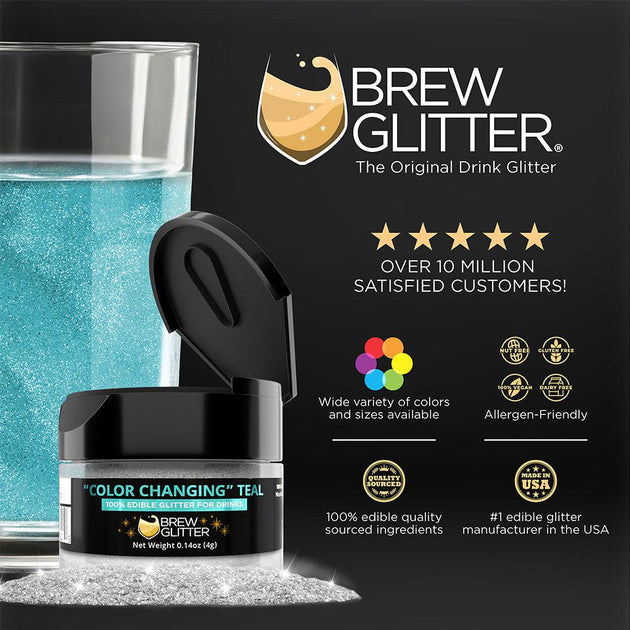 Blue Edible Color Changing Drink Glitter 100% Edible Beverage Glitter