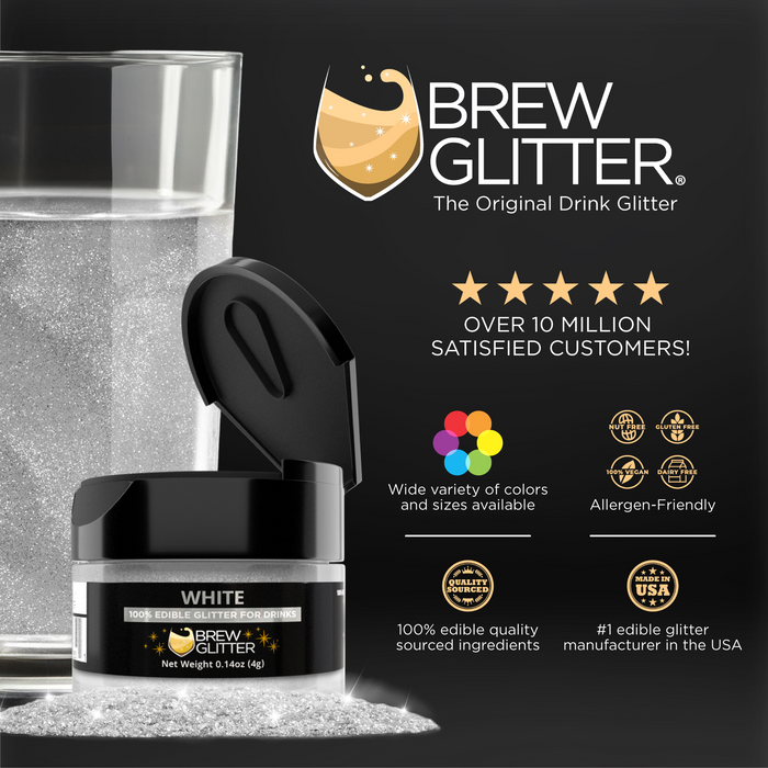 White Brew Glitter | Edible Glitter for Sports Drinks & Energy Drinks-Brew Glitter®