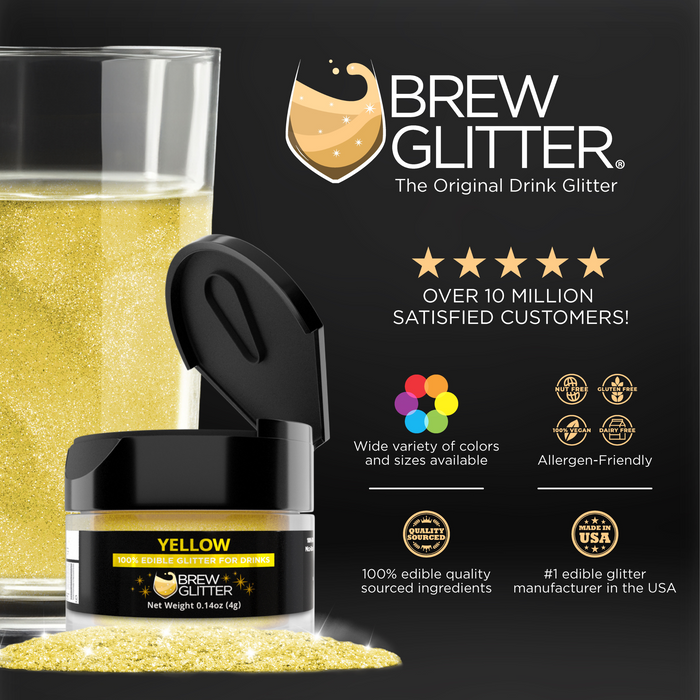 Yellow Brew Glitter | Edible Glitter for Sports Drinks & Energy Drinks-Brew Glitter®