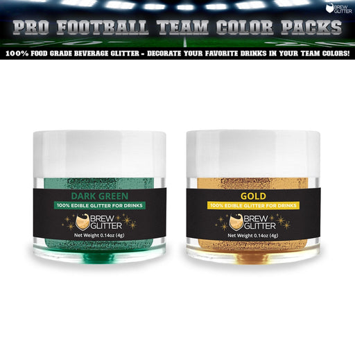 Green & Gold Brew Glitter Football Team Colors (2 PC Set)-Brew Glitter®