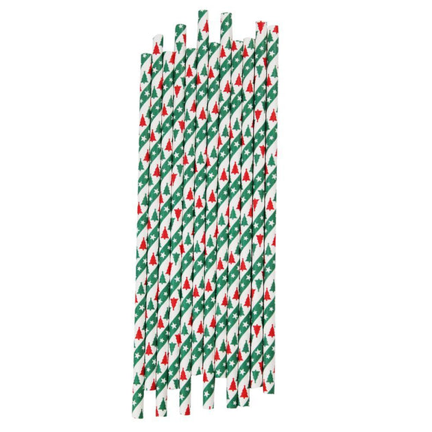 Green & Red Christmas Trees Stirring Straws