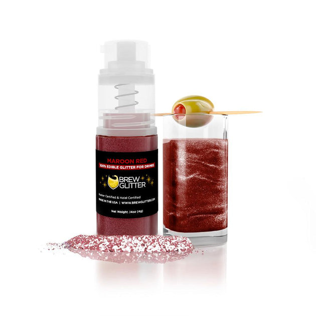 Buy Maroon Red Edible Glitter Mini Spray Pump for Drinks, $$8.24 USD