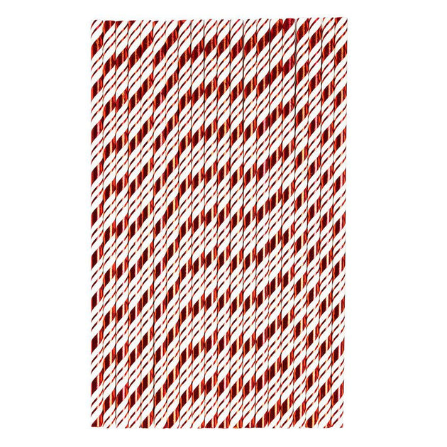 Buy Metallic Red Candy Cane Stripe Stirring Straws