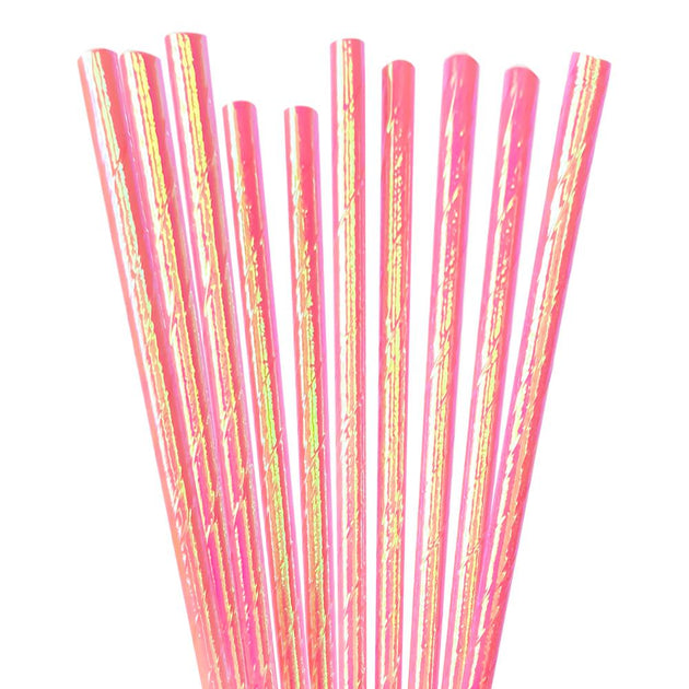 Iridescent Pink Party Straws