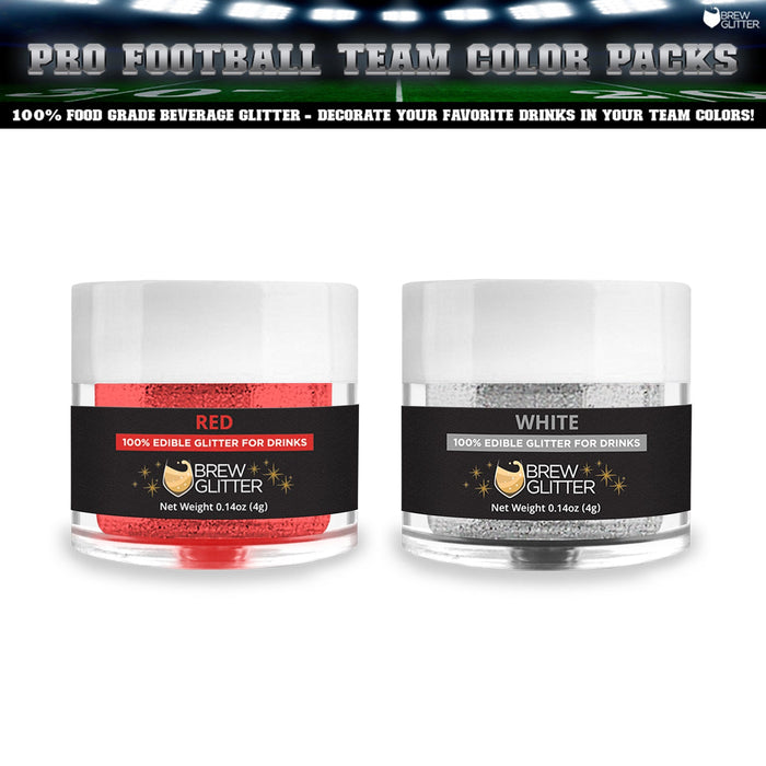 Red & White Brew Glitter Football Team Colors (2 PC Set)-Brew Glitter®