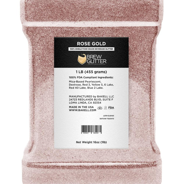 Rose Gold Edible Glitter FDA Approved Made in USA - Kosher, Vegan