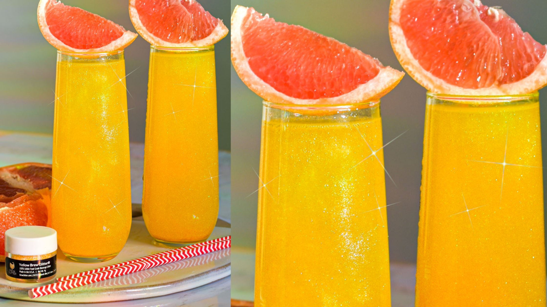Grapefruit Gin Fizz using Yellow Cocktail Glitter!-Brew Glitter®