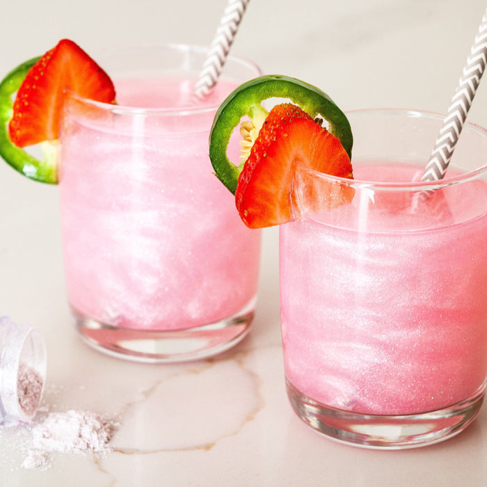 Strawberry Jalapeño Cocktails using Pink Brew Glitter-Brew Glitter®
