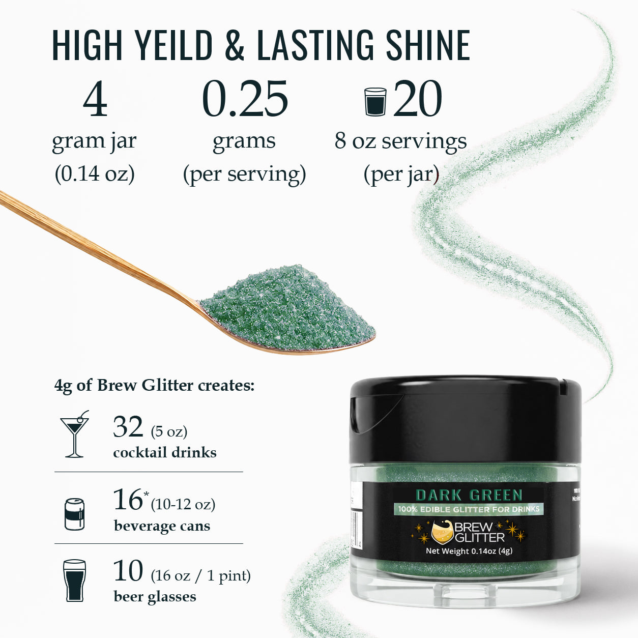 Dark Green Brew Glitter | Food Grade Beverage Glitter