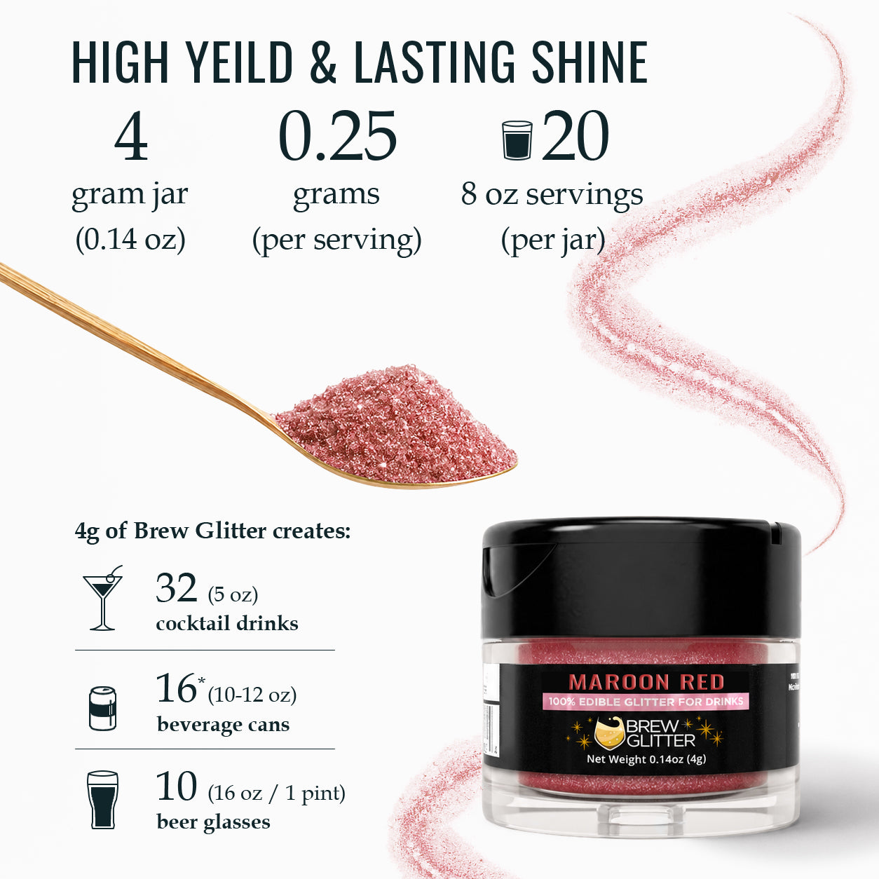 Maroon Red Brew Glitter | Food Grade Beverage Glitter