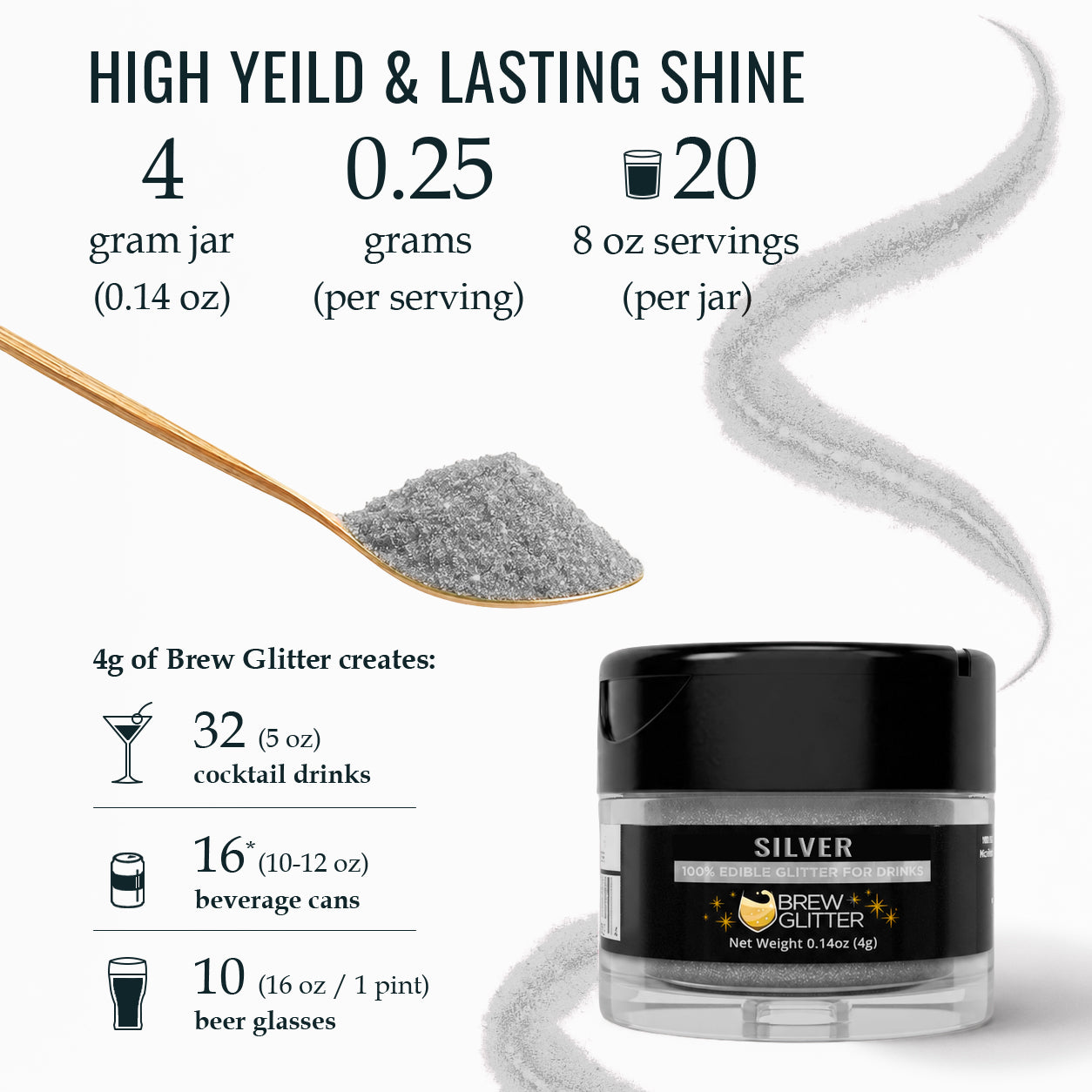 Silver Brew Glitter | Food Grade Beverage Glitter