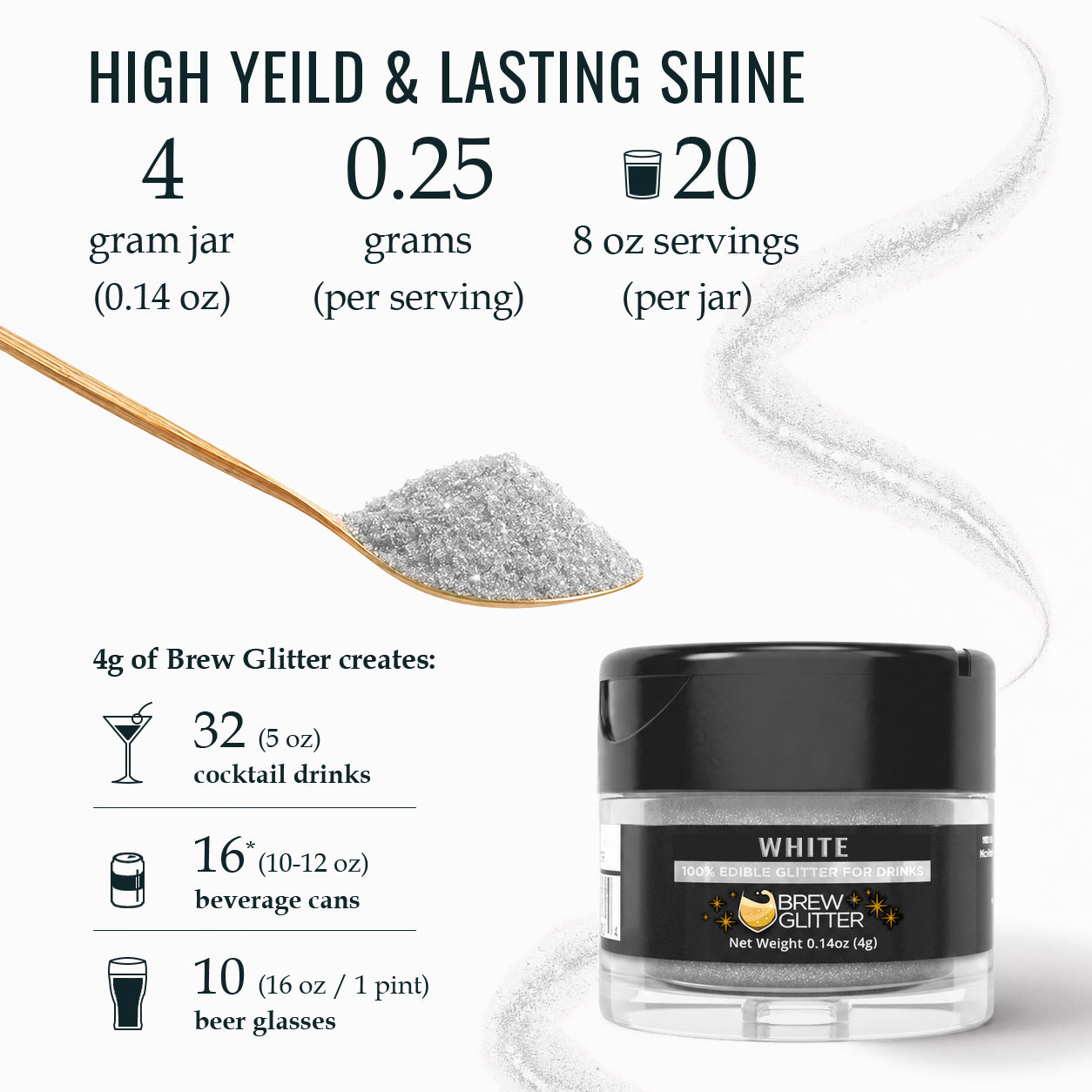 White Brew Glitter - Food Grade Beverage Glitter