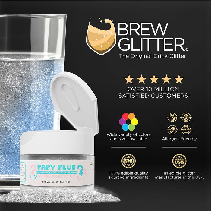 Baby Blue Edible Gender Reveal Beverage Glitter by the Case | Private Label-Brew Glitter®