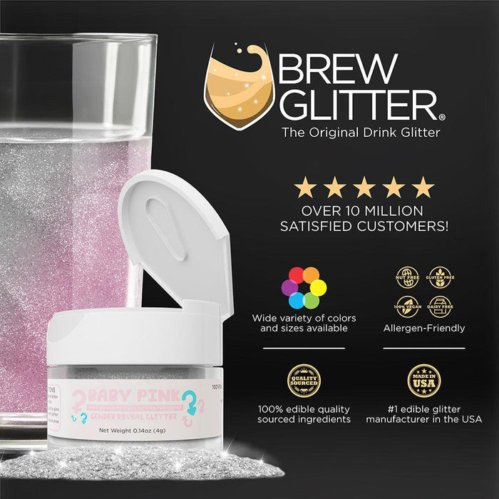 Baby Pink Edible Gender Reveal Beverage Glitter by the Case-Brew Glitter®