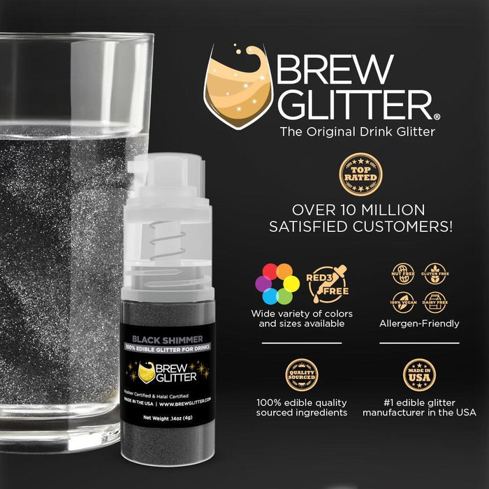 Black Shimmer Brew Glitter | Mini Pump Wholesale by the Case-Brew Glitter®