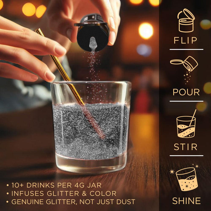 Black Shimmer Edible Glitter Mini Spray Pump for Drinks-Brew Glitter®