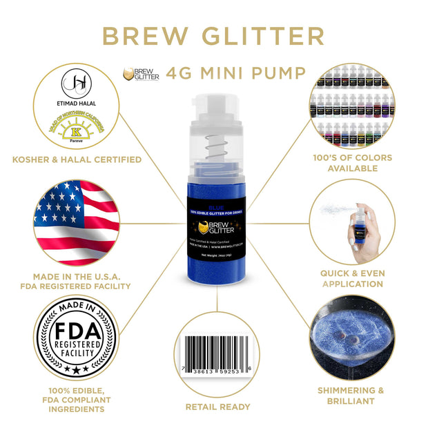Blue Edible Glitter Mini Spray Pump for Drinks-Brew Glitter®