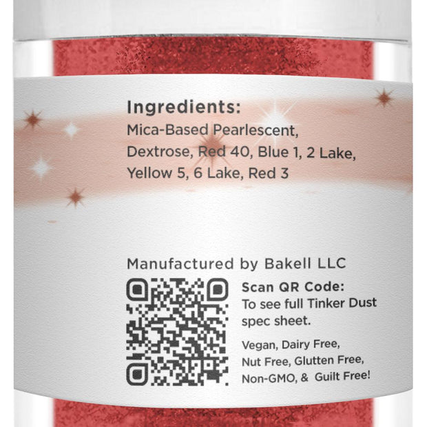 Christmas Red Edible Glitter, Tinker Dust® 5 Grams