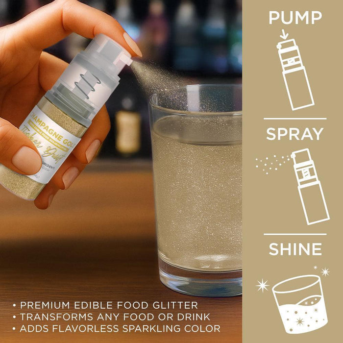 Champagne Gold Edible Glitter Spray 4g Pump | Tinker Dust®-Brew Glitter®