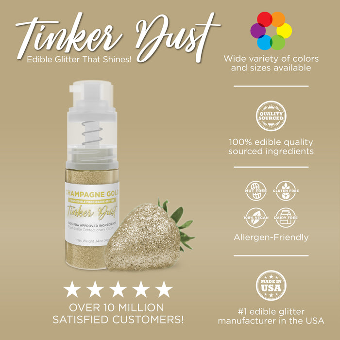 Champagne Gold Tinker Dust Edible Glitter Spray Pump-Brew Glitter®