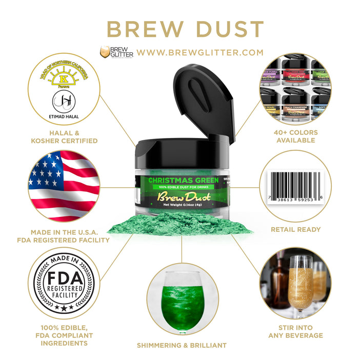 Christmas Green Brew Dust by the Case | Private Label-Brew Glitter®