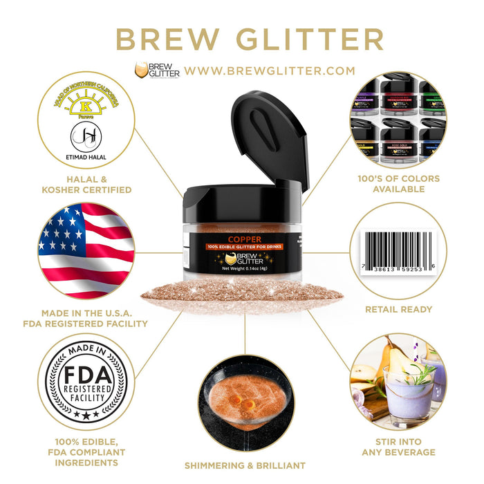 Copper Beverage Glitter | 4g Jar | Brew Glitter-Brew Glitter®