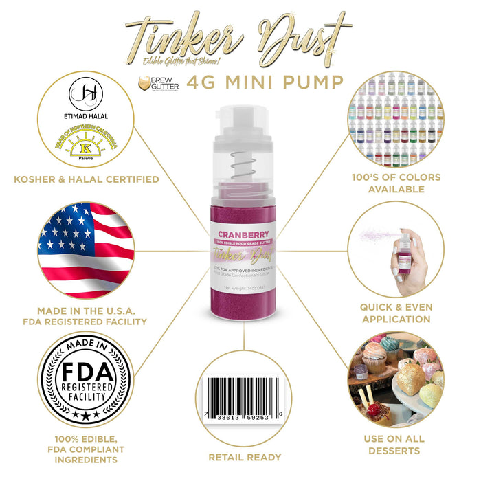 Cranberry Tinker Edible Glitter Spray 4g Pump | Tinker Dust®-Brew Glitter®