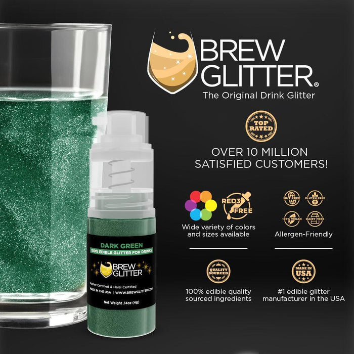 Dark Green Brew Glitter Mini Spray Pump by the Case | Private Label-Brew Glitter®