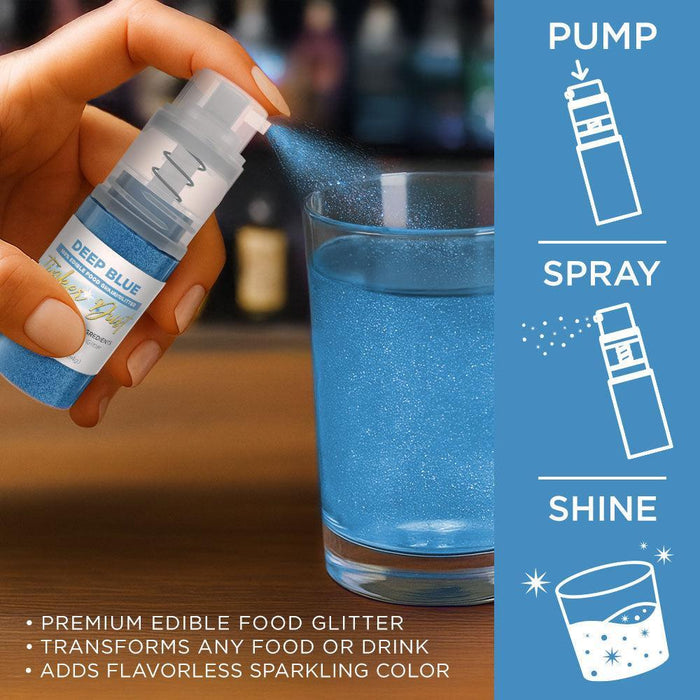 Deep Blue Edible Glitter Spray 4g Pump | Tinker Dust®-Brew Glitter®