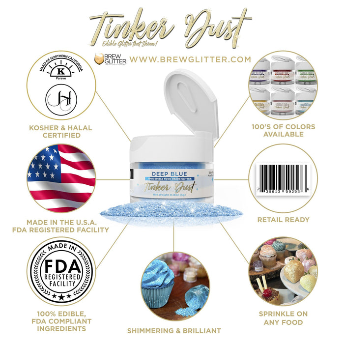 Deep Blue Edible Glitter Tinker Dust | 5 Gram Jar-Brew Glitter®