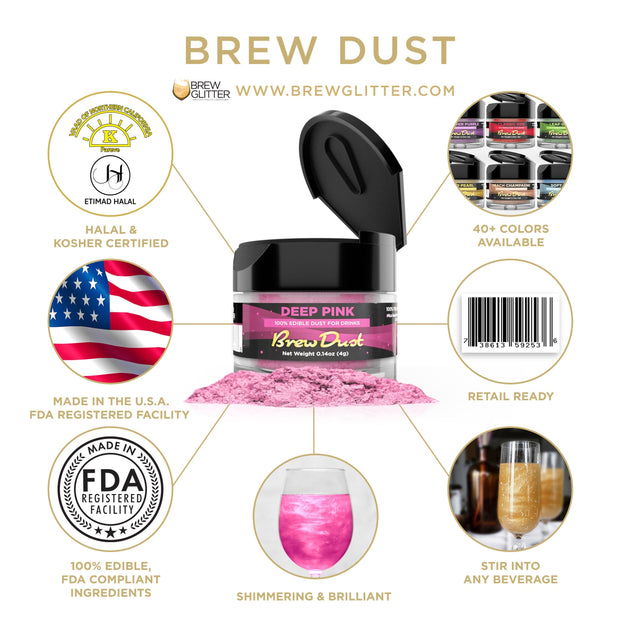 Deep Pink Edible Brew Dust | 4 Gram Jar-Brew Glitter®