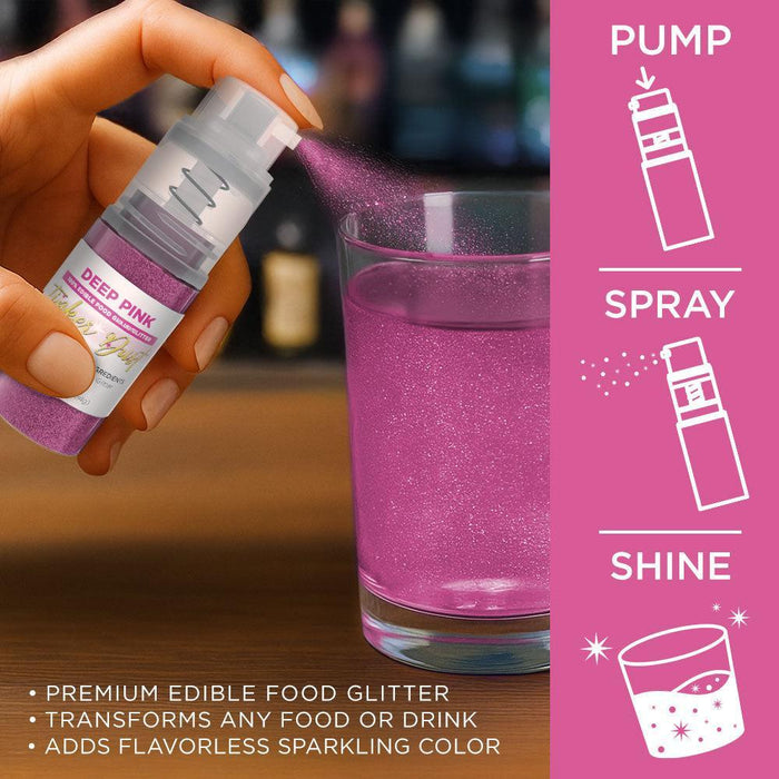 Deep Pink Edible Glitter Spray 4g Pump | Tinker Dust®-Brew Glitter®