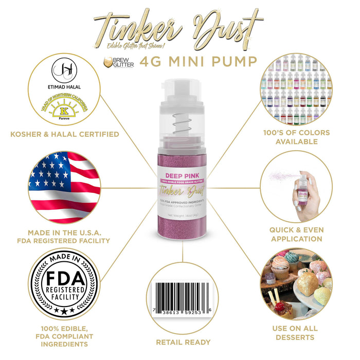 Deep Pink Edible Glitter Spray 4g Pump | Tinker Dust®-Brew Glitter®