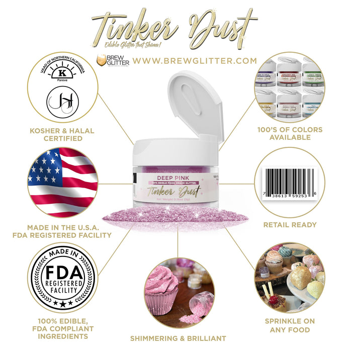 Deep Pink Edible Glitter Tinker Dust | 5 Gram Jar-Brew Glitter®