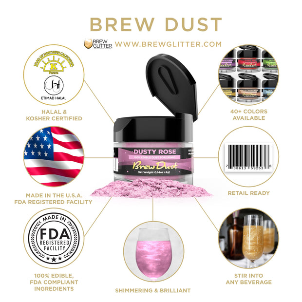 Dusty Rose Edible Brew Dust | 4 Gram Jar-Brew Glitter®