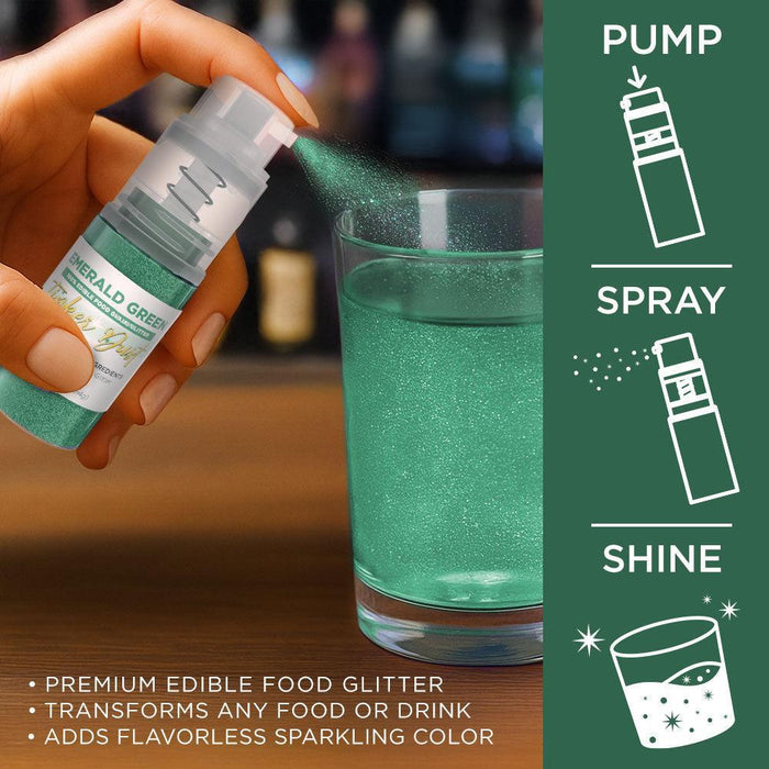 Emerald Green Edible Glitter Spray 4g Pump | Tinker Dust®-Brew Glitter®