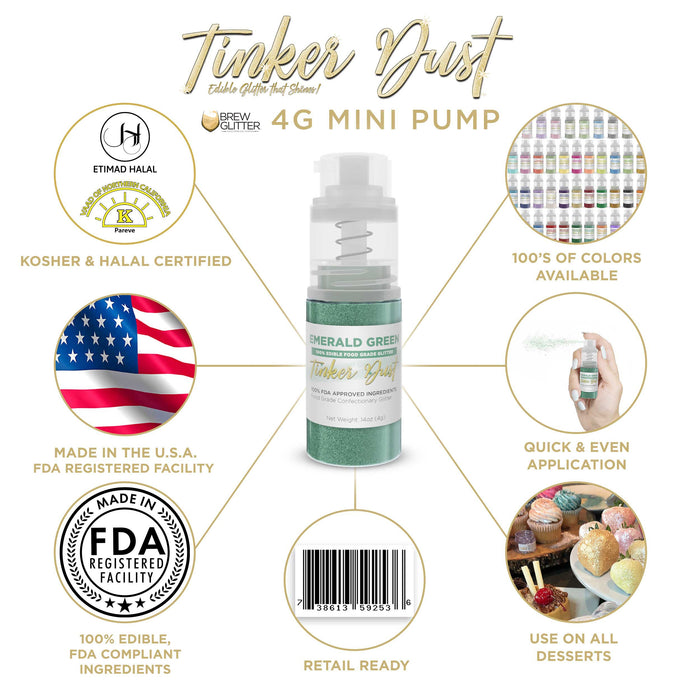 Emerald Green Edible Glitter Spray 4g Pump | Tinker Dust®-Brew Glitter®