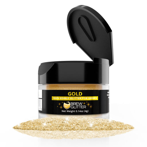 product shot of gold drink glitter jar by Brew Glitter