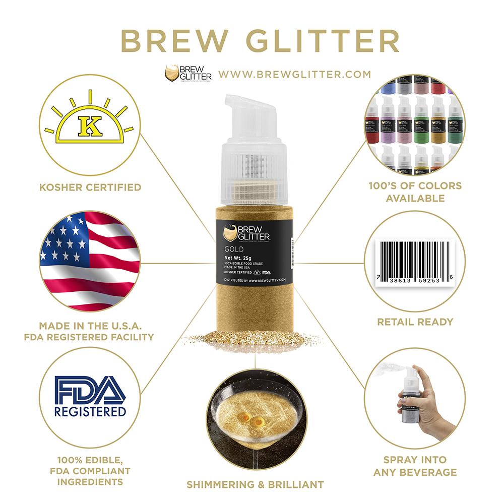 Gold Edible Glitter Spray Pump for Drinks-Brew Glitter®