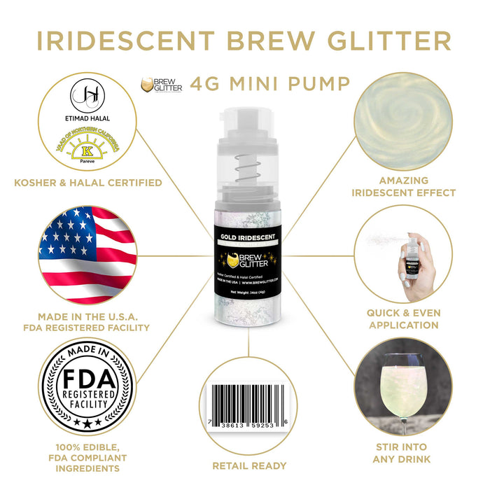 Gold Iridescent Edible Glitter Mini Spray Pump for Drinks-Brew Glitter®