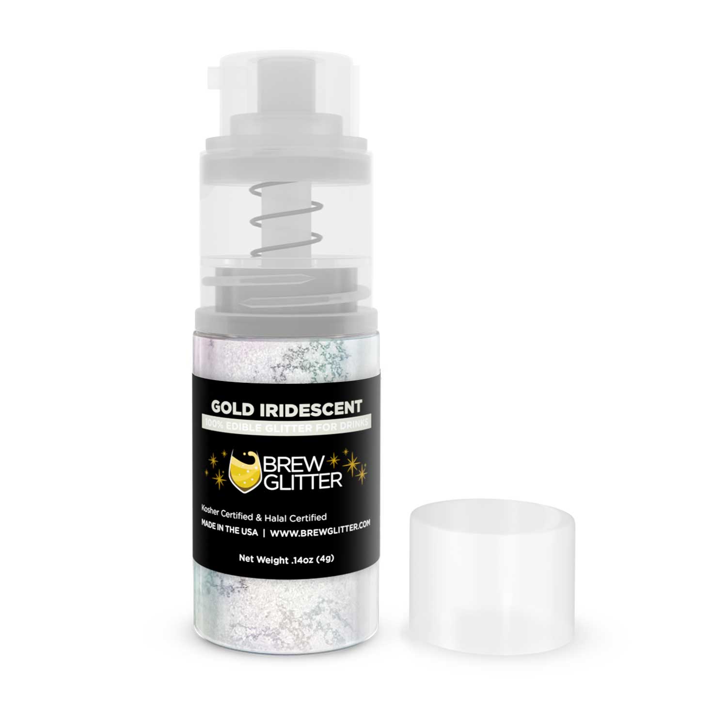 Gold Iridescent Edible Glitter Mini Spray Pump for Drinks-Brew Glitter®