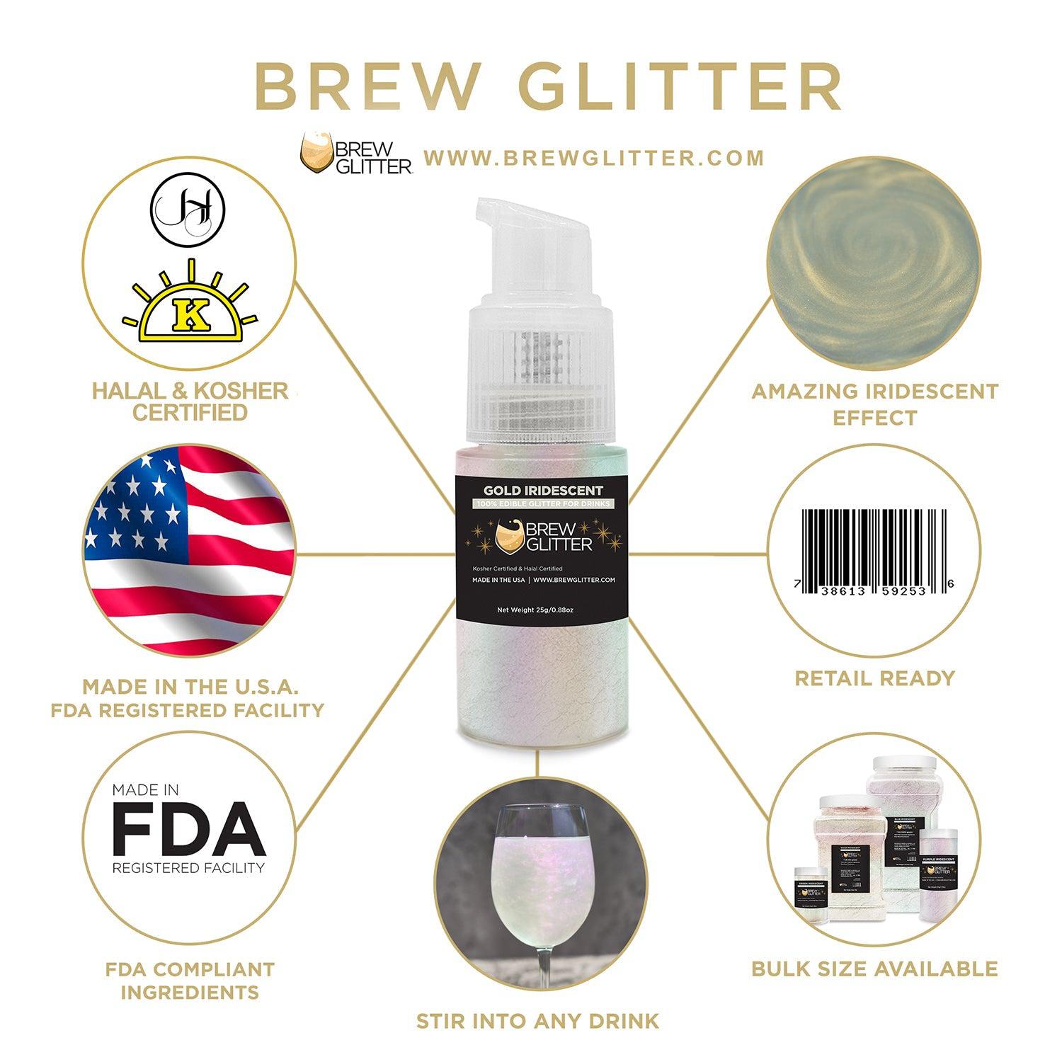 Gold Iridescent Edible Glitter Spray Pump for Drinks-Brew Glitter®