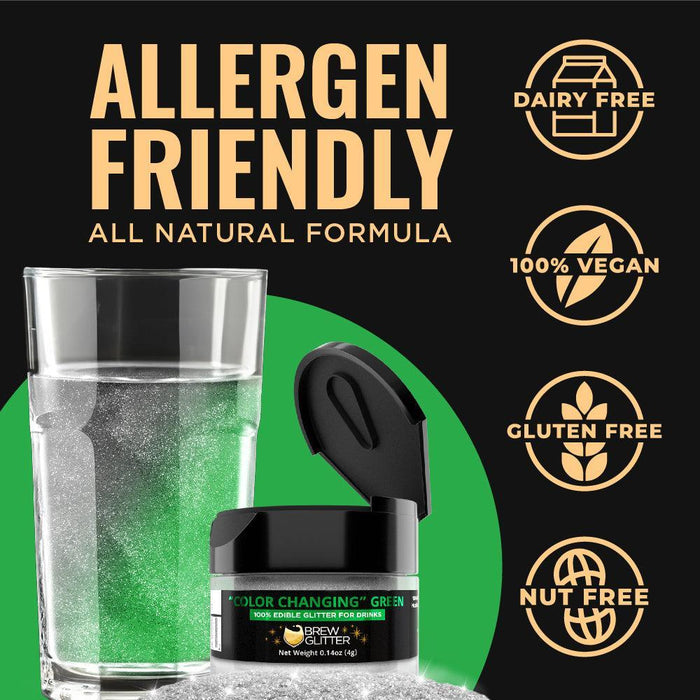 Green Edible Color Changing Brew Glitter Wholesale by the Case-Brew Glitter®