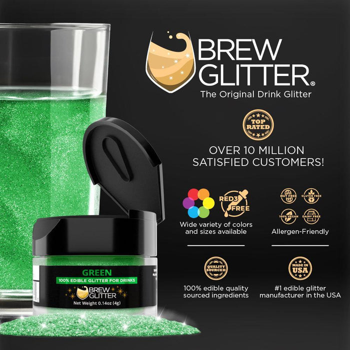 Green Food Grade Brew Glitter | 4 Gram Jar-Brew Glitter®