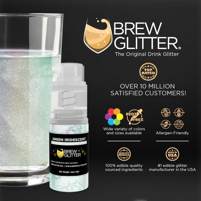 Green Iridescent Brew Glitter | Mini Pump Wholesale by the Case-Brew Glitter®